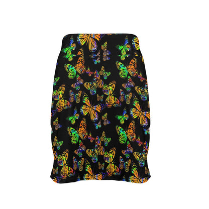 Butterfly Neon Color Print Pattern 17" Golf & Pickleball Skort with Pockets