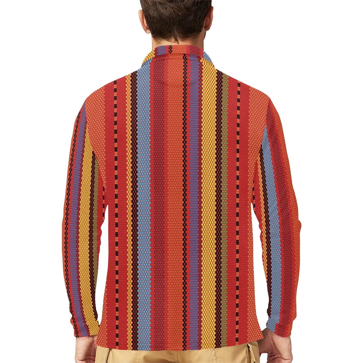 Mexican Pattern Print Design 05 Long Sleeve Polo Shirt For Men's