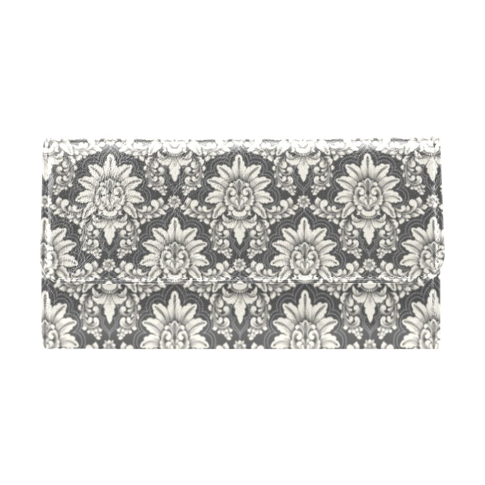Damask Elegant Print Pattern Women's Trifold Wallet