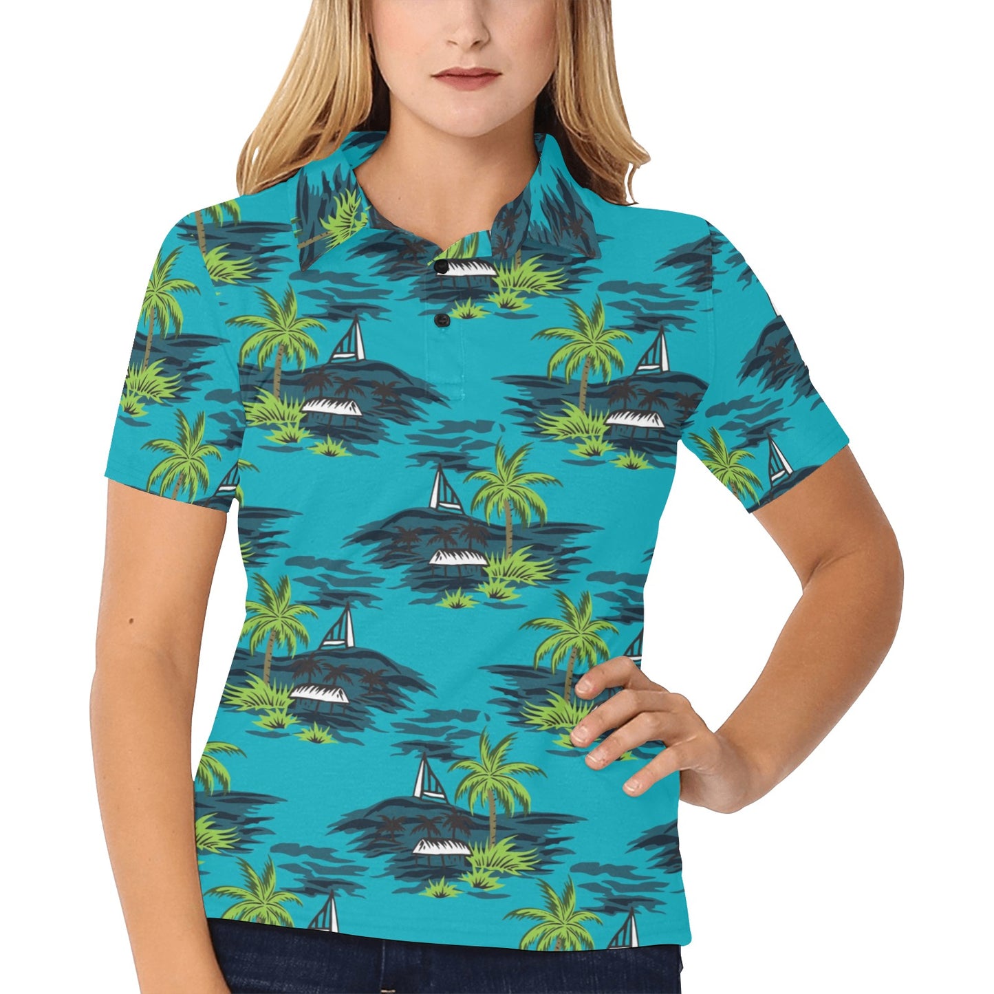 Pacific island Pattern Print Design A01 Women's Polo Shirt
