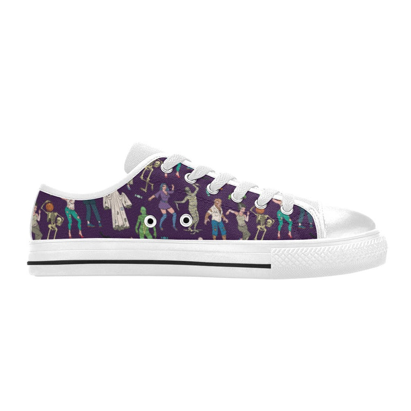 Creepy Zombie Print Design LKS302 Women's White Low Top Shoes