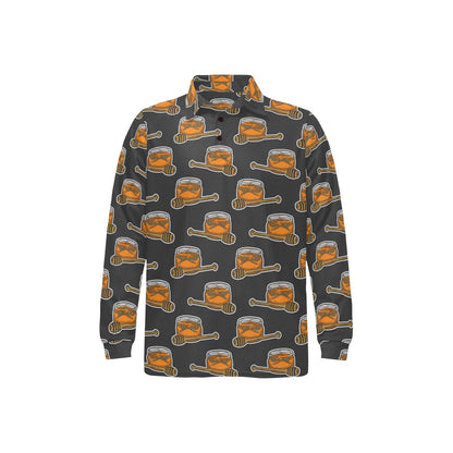 Honey Bee Print Design LKS305 Long Sleeve Polo Shirt For Men's