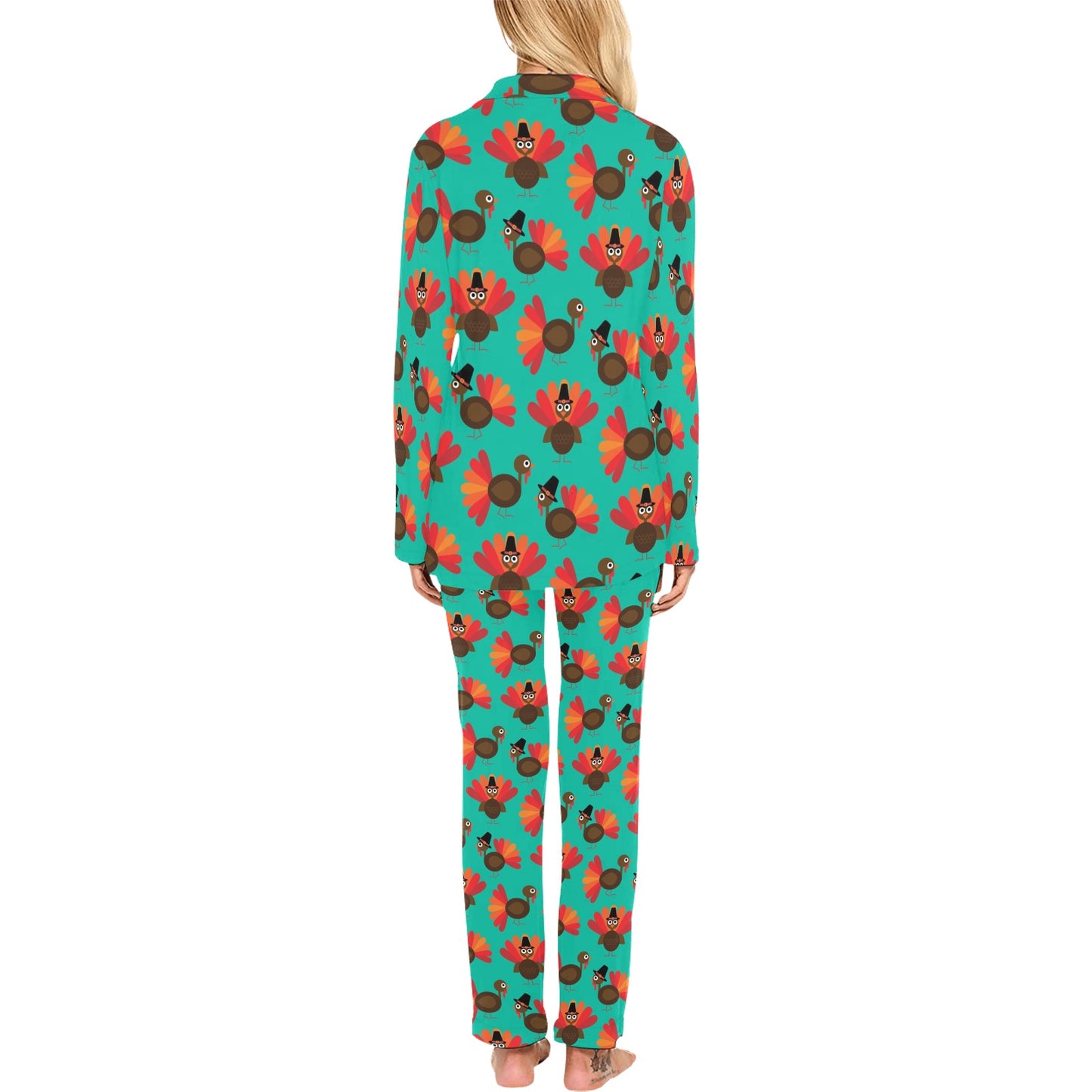 Turkey Print Design LKS402 Women's Long Pajama Set