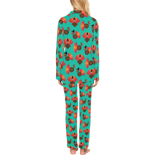 Turkey Print Design LKS402 Women's Long Pajama Set