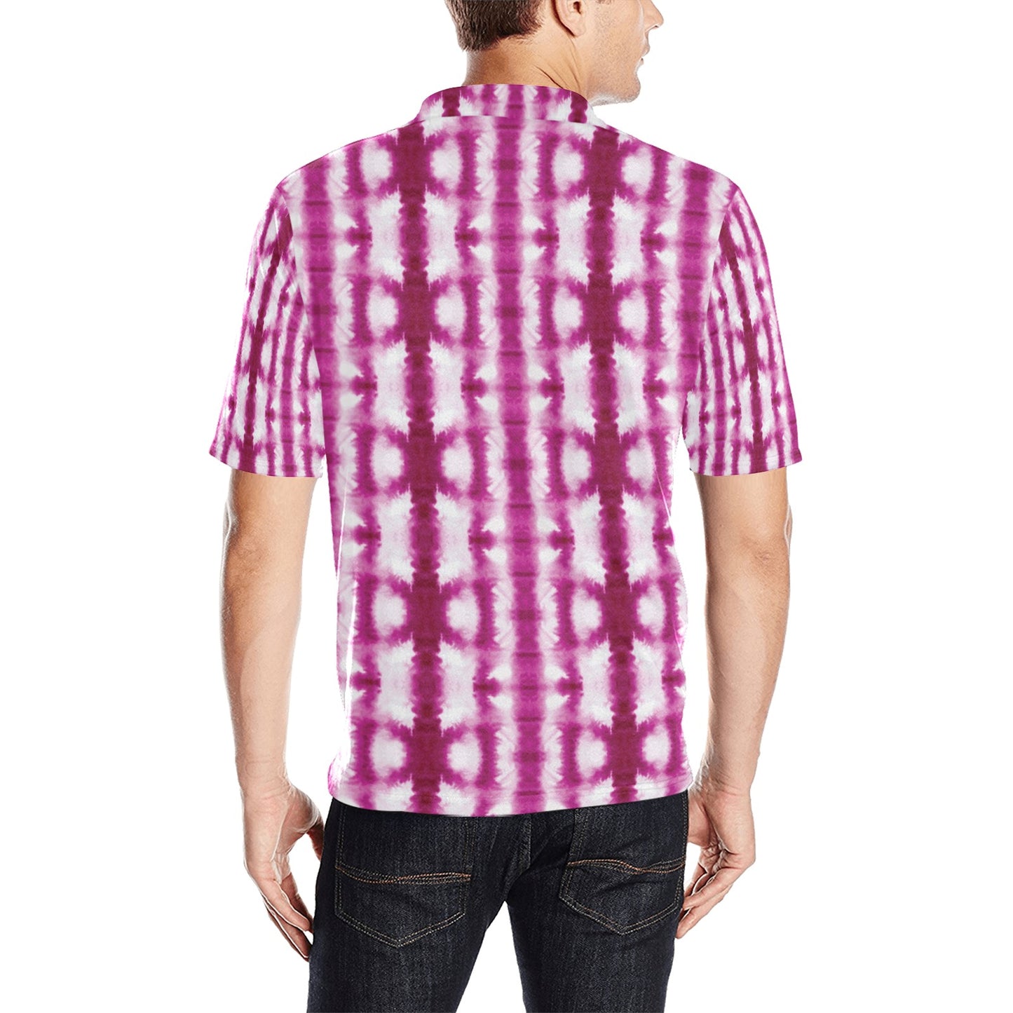Tie Dye Dark Pink Print Design LKS303 Men Polo Shirt