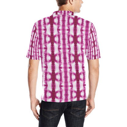 Tie Dye Dark Pink Print Design LKS303 Men Polo Shirt