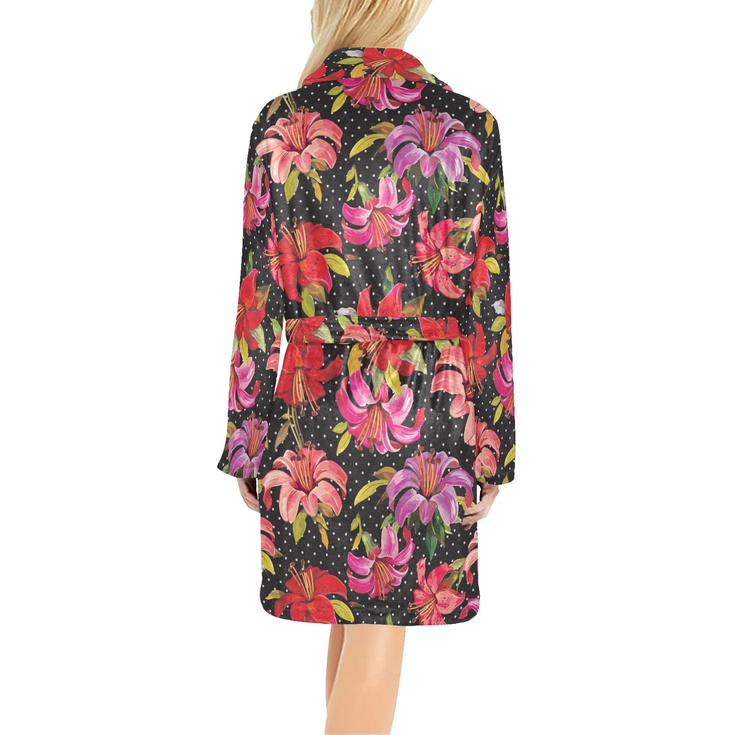 Lily Pattern Print Design LY012 Women's Fleece Robe