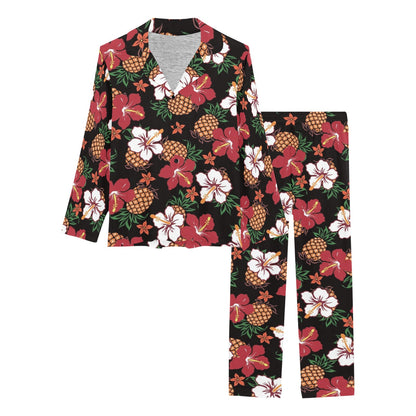 Hawaiian Themed Pattern Print Design H013 Women's Long Pajama Set