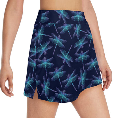 Dragonfly Hand Drawn Style Print 17" Golf & Pickleball Skort with Pockets