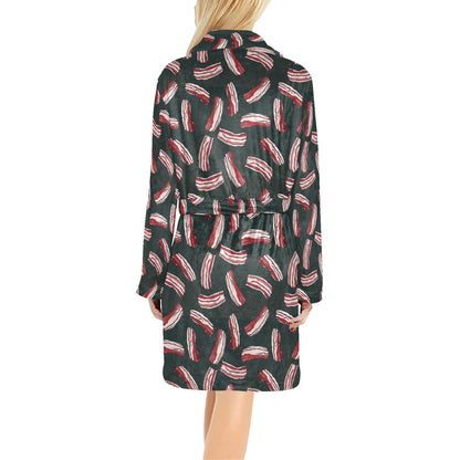 Bacon Pattern Print Design 02 Women's Fleece Robe