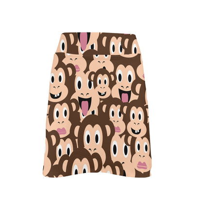 Emoji Monkey Print Pattern 17" Golf & Pickleball Skort with Pockets