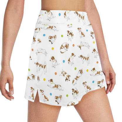 Russell Terriers With Balls Print Design LKS307 17" Golf & Pickleball Skort with Pockets