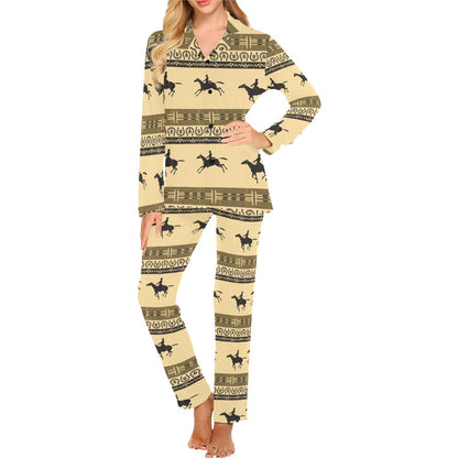 Horse Pattern Prnt Women's Long Pajama Set