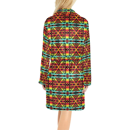 Kente Red Design African Print Women's Fleece Robe