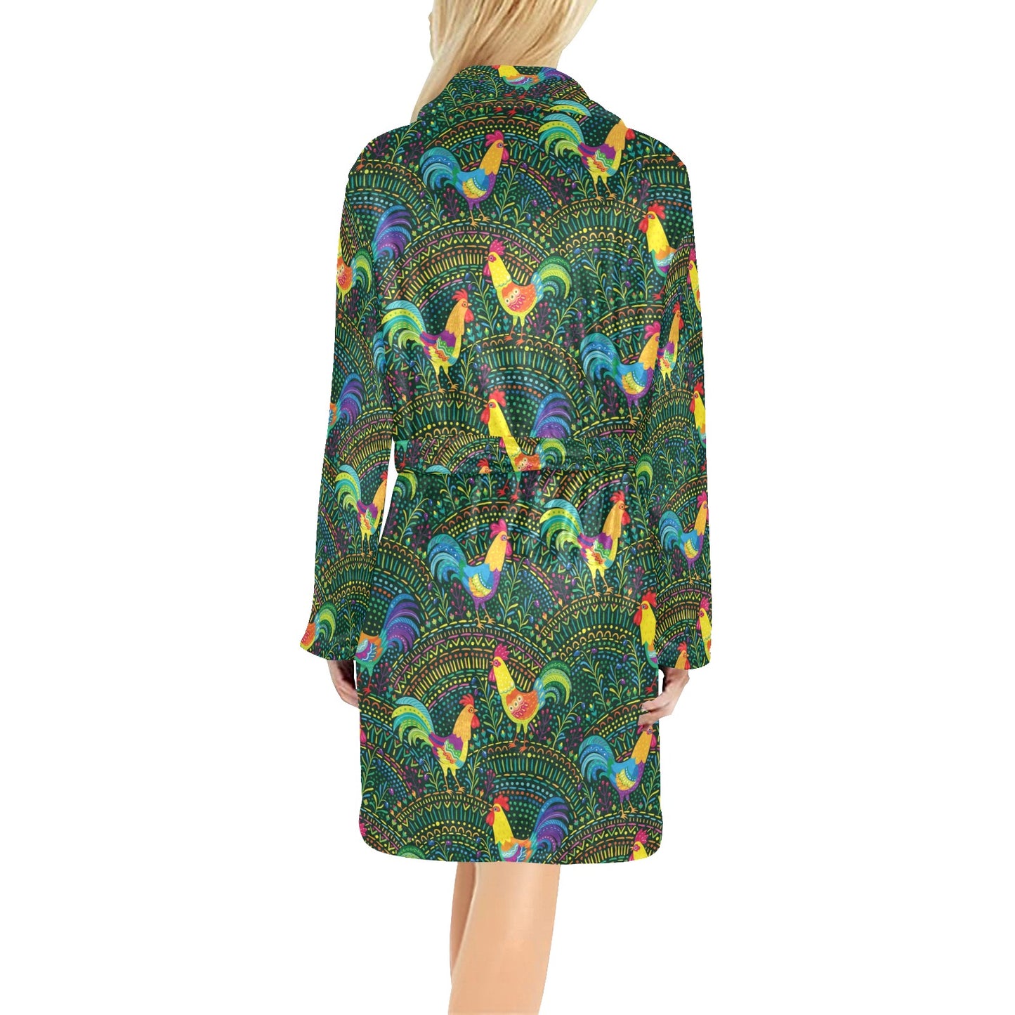 Rooster Pattern Print Design A01 Women's Fleece Robe