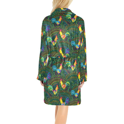 Rooster Pattern Print Design A01 Women's Fleece Robe