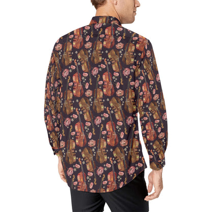 Violin Print Design LKS402 Men's Long Sleeve Dress Shirt
