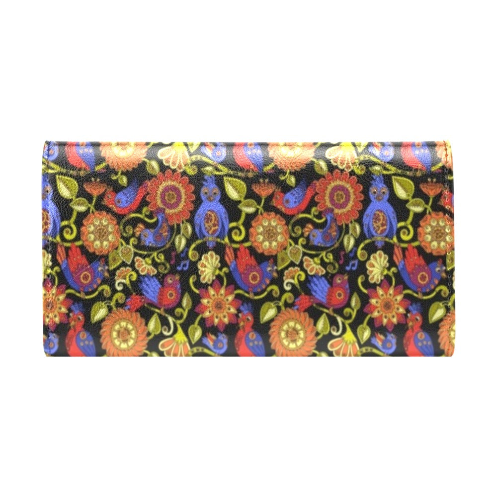 Steampunk Bird Design Themed Print Women's Trifold Wallet