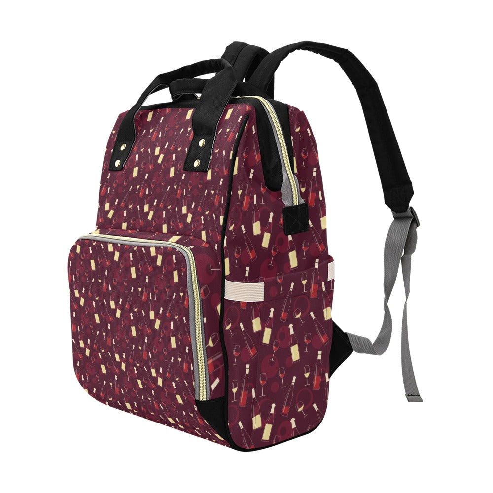 Wine Themed Print Design LKS302 Diaper Bag Backpack
