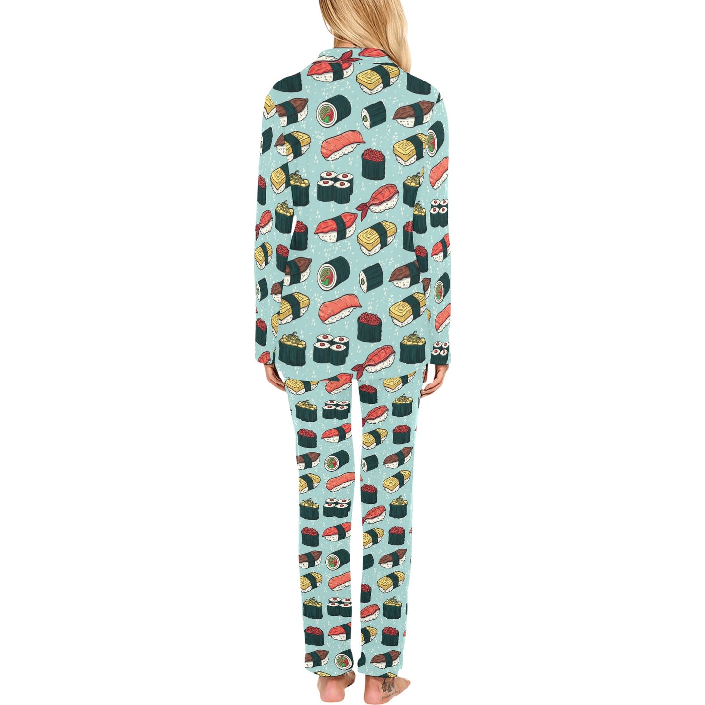 Sushi Pattern Design Women's Long Pajama Set