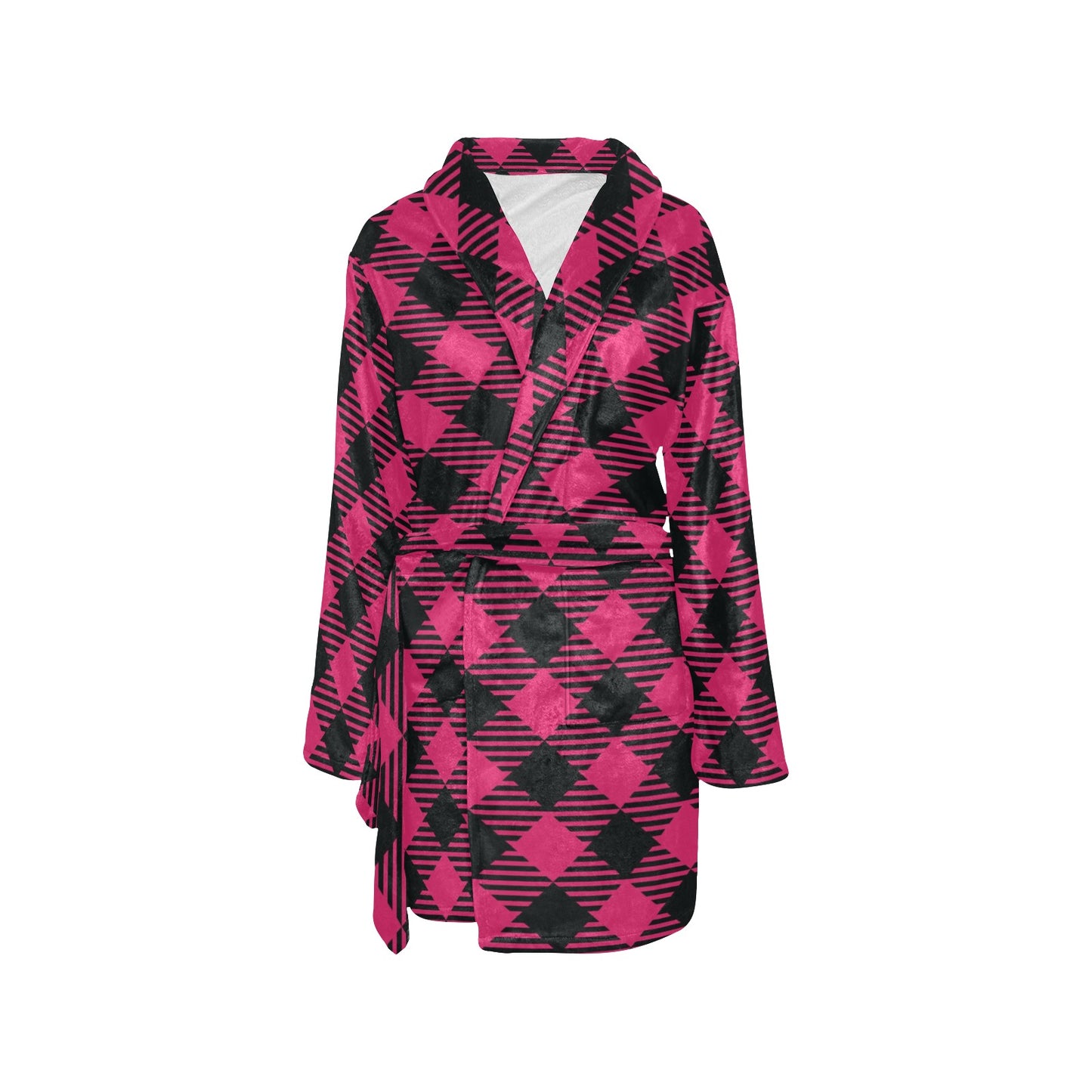 Buffalo check Pink Pattern Print Design 01 Women's Fleece Robe