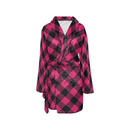 Buffalo check Pink Pattern Print Design 01 Women's Fleece Robe