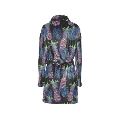Pineapple Pattern Print Design PP04 Women's Fleece Robe