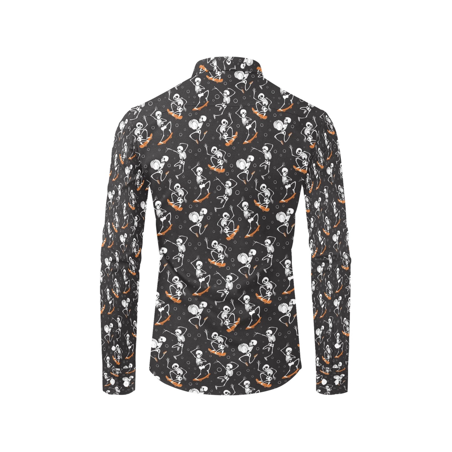 Skateboard With Skeleton Print Design LKS303 Men's Long Sleeve Dress Shirt
