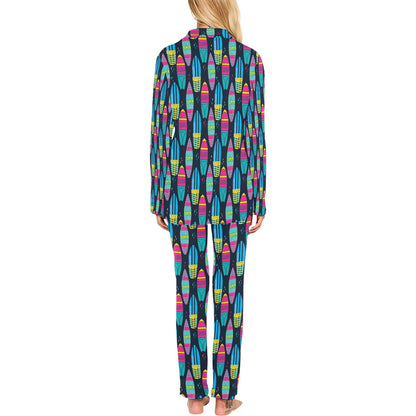 Surfboard Colorful Print Design LKS302 Women's Long Pajama Set