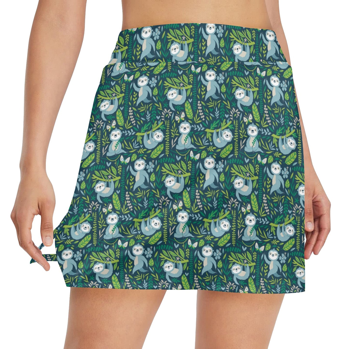 Sloth Print Design LKS304 17" Golf & Pickleball Skort with Pockets