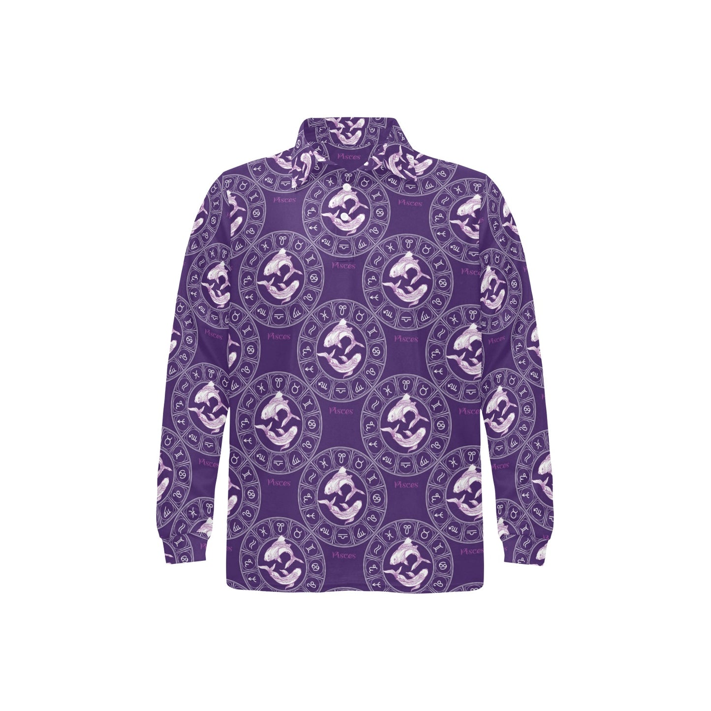 Pisces Pattern Print Design A02 Long Sleeve Polo Shirt For Men's