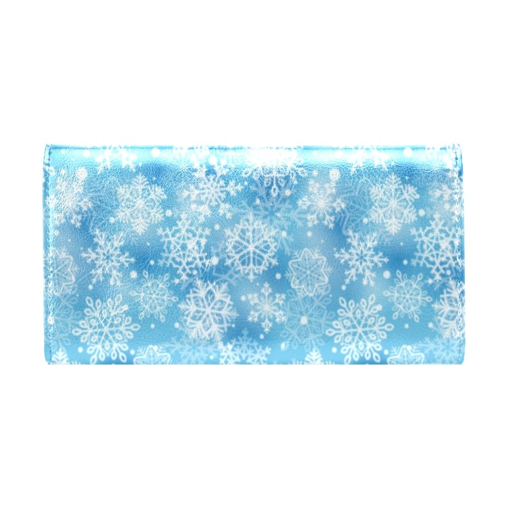 Snowflake Blue Print Design LKS301 Women's Trifold Wallet