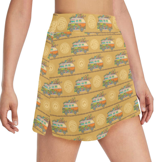 Hippie Van Print Design LKS304 17" Golf & Pickleball Skort with Pockets