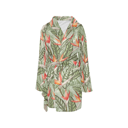 Bird Of Paradise Pattern Print Design BOP08 Women's Fleece Robe