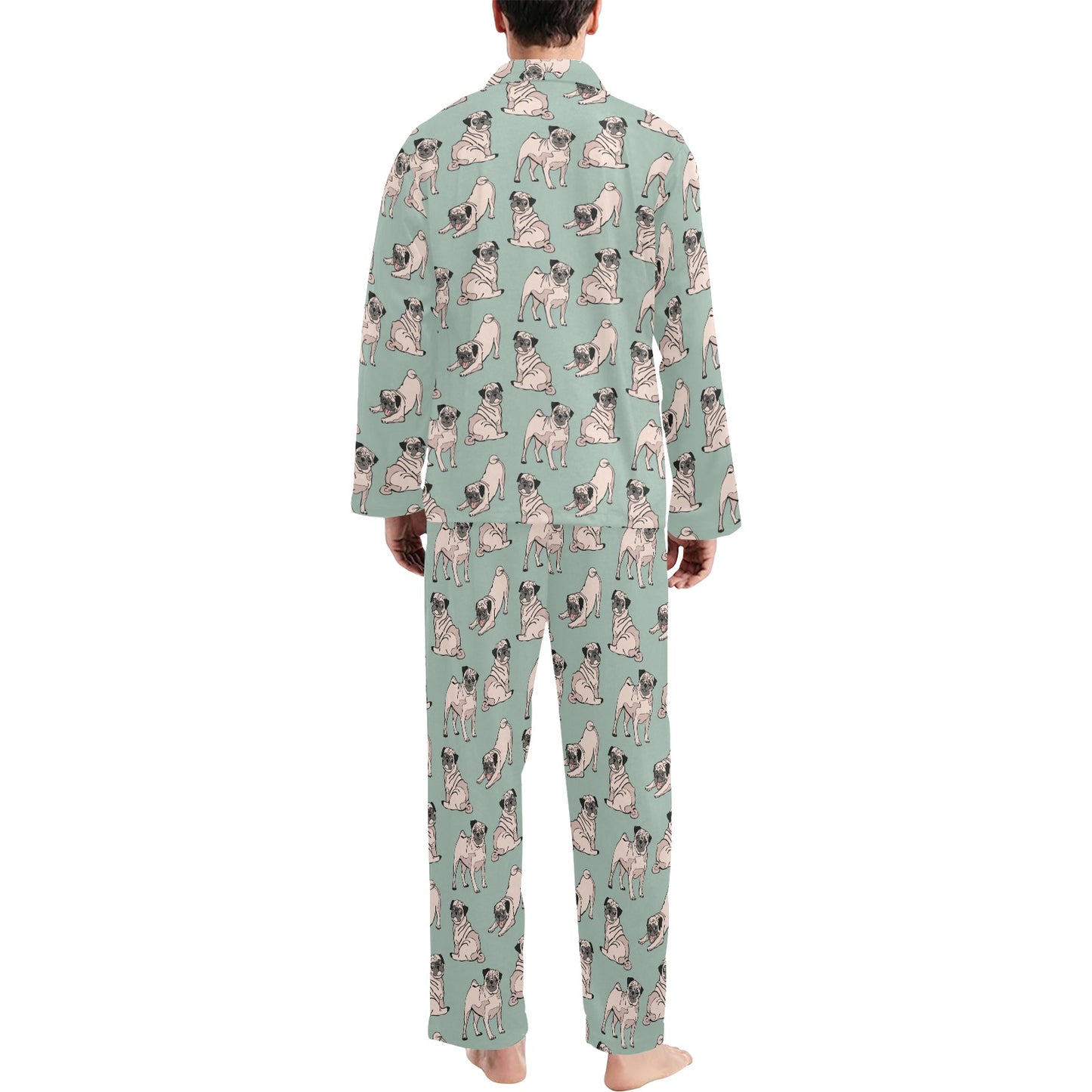 Pug Pattern Print Design A01 Men's Long Pajama Set