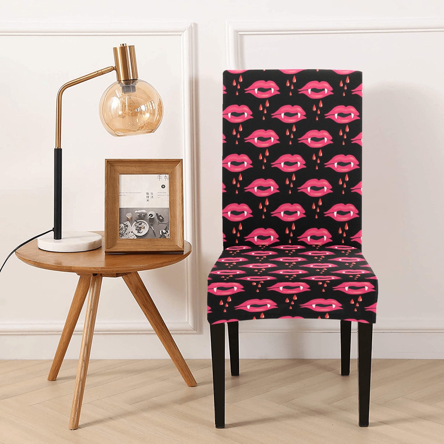 Vampire Lips Print Design LKS303 Dining Chair Slipcover