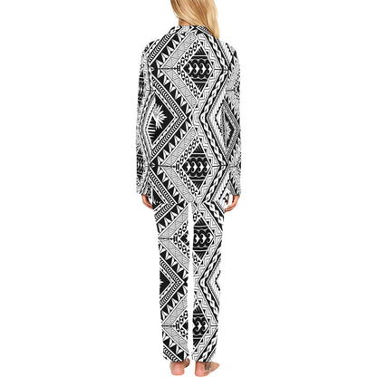 Samoan Tattoo Style Print Design LKS307 Women's Long Pajama Set