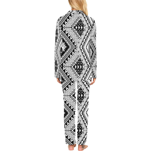 Samoan Tattoo Style Print Design LKS307 Women's Long Pajama Set