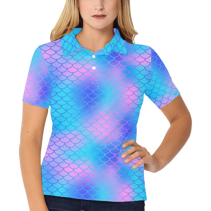 Mermaid Scales Pattern Print Design 04 Women's Polo Shirt