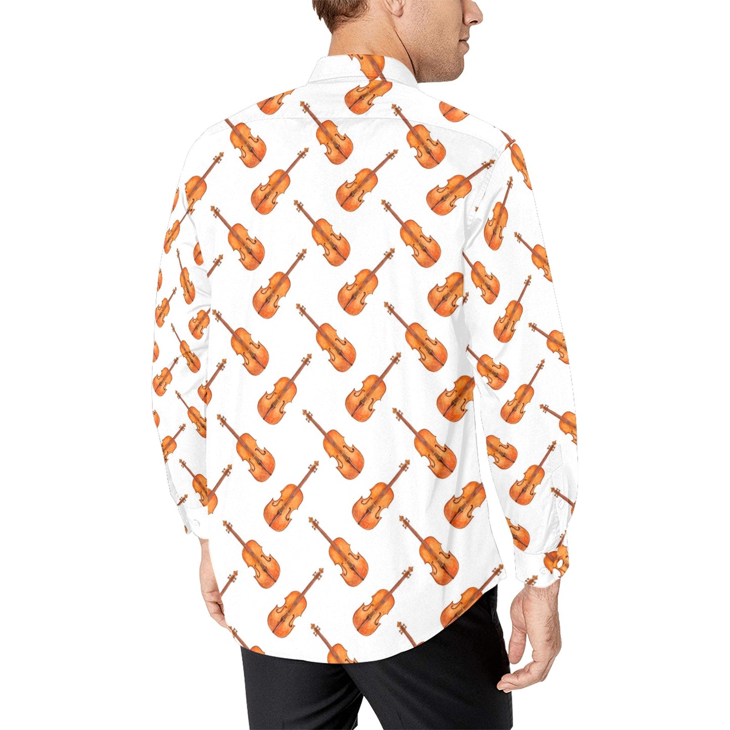 Violin Print Design LKS401 Men's Long Sleeve Dress Shirt