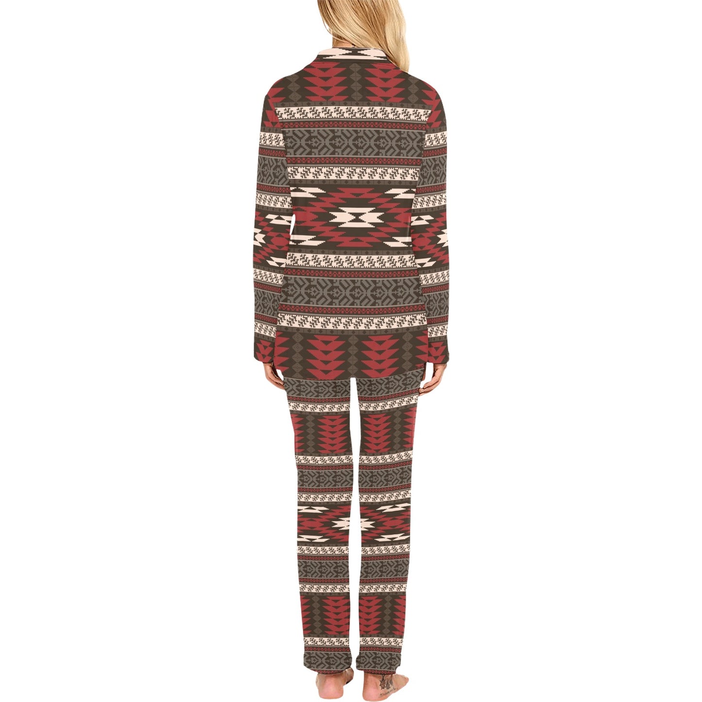 Native Pattern Print Design A03 Women's Long Pajama Set