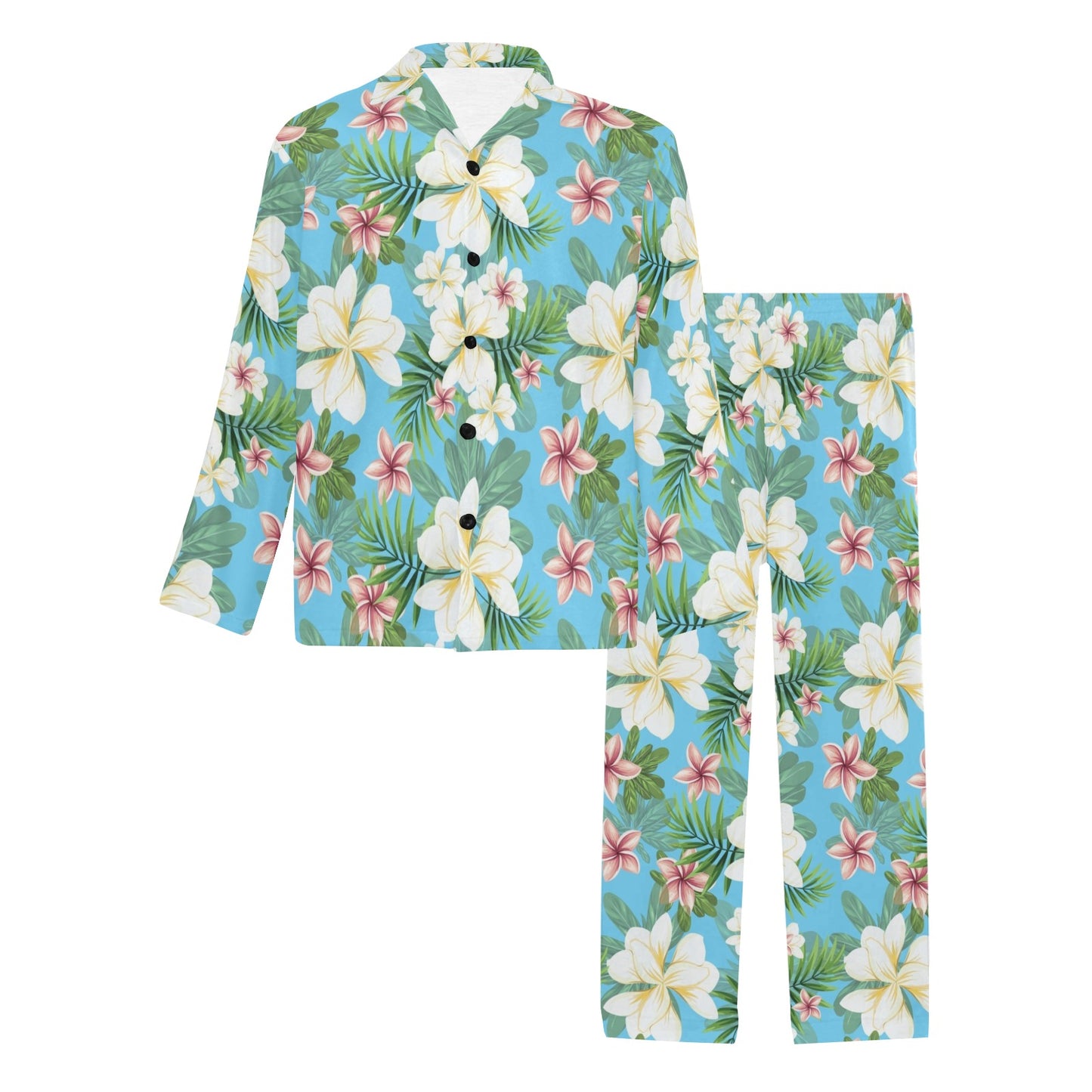 Plumeria Pattern Print Design PM028 Men's Long Pajama Set
