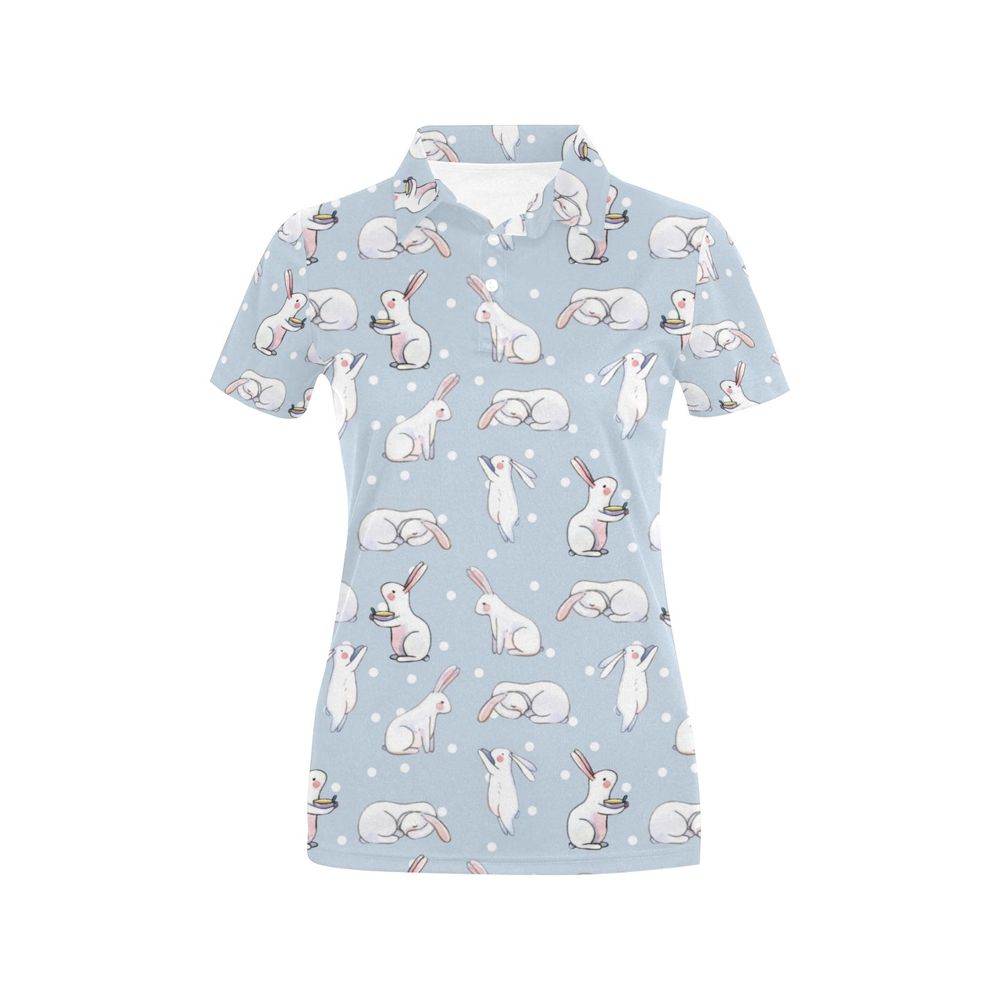 Rabbit Pattern Print Design RB06 Women's Polo Shirt