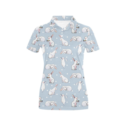 Rabbit Pattern Print Design RB06 Women's Polo Shirt