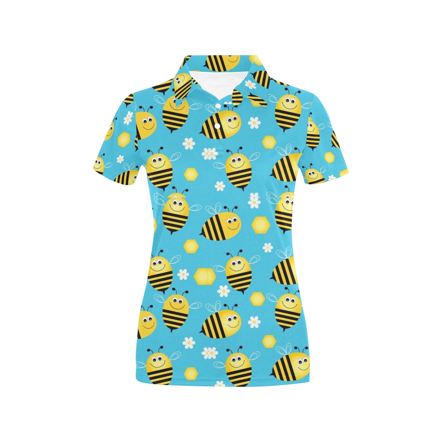 Bee Pattern Print Design BEE06 Women's Polo Shirt