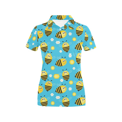 Bee Pattern Print Design BEE06 Women's Polo Shirt