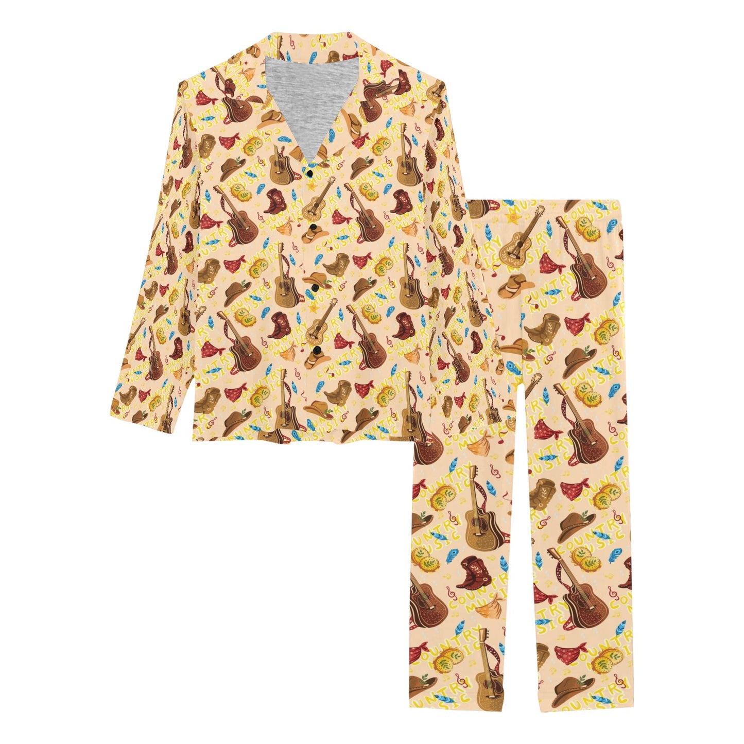 Western Lifestyle Print Design LKS303 Women's Long Pajama Set