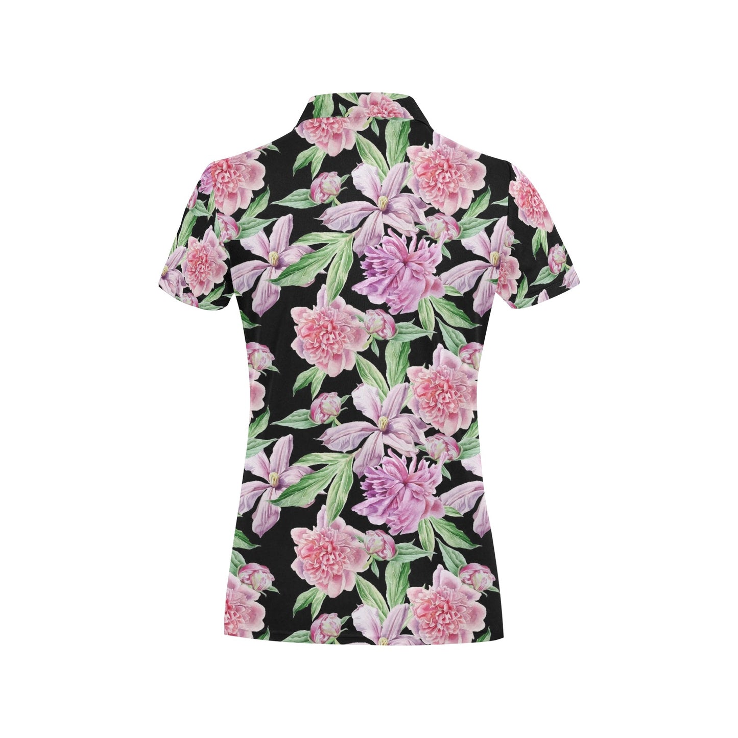 Peony Pattern Print Design PE08 Women's Polo Shirt