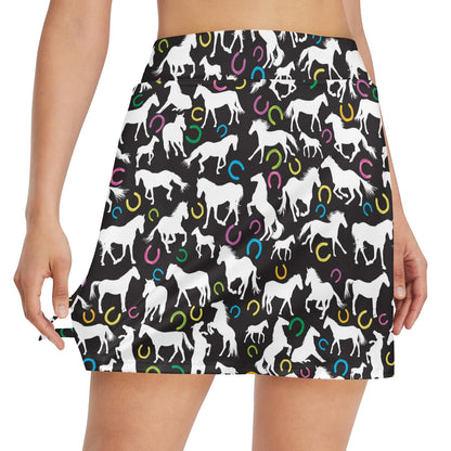 Horse Hoof Colorful Print Design LKS301 17" Golf & Pickleball Skort with Pockets
