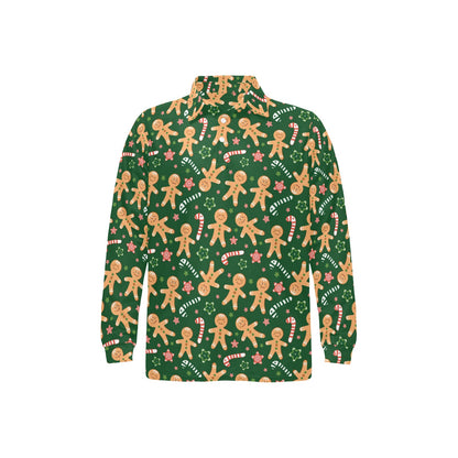 Gingerbread Pattern Print Design 04 Long Sleeve Polo Shirt For Men's